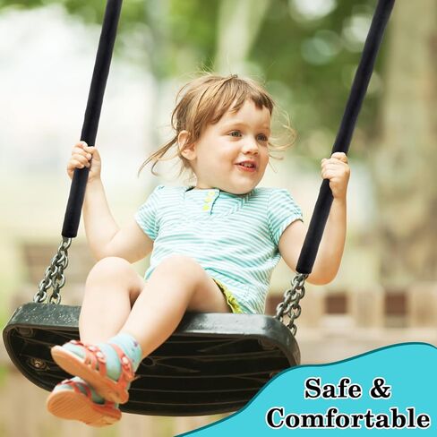 Klmnop 4 Pack Swing Chain Cover Set, Safety Chain Covers for Swings, Swing Chain Guard Sleeve for Playground Porch Patio Garden Outdoor Use, Prevents Pinching and Protects Chains(Black) in Saudi Arabia