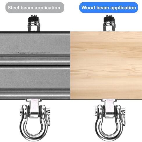 شماعات أرجوحة VivaZen شديدة التحمل - مجموعة من قطعتين من الفولاذ المقاوم للصدأ 304 للعوارض الخشبية والمعدنية أرجوحة 180 درجة، 1500 رطل، - مثالية لأراجيح اليوغا in Kuwait