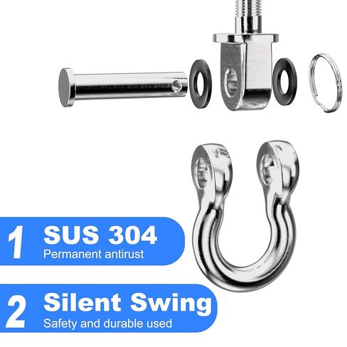 شماعات أرجوحة VivaZen شديدة التحمل - مجموعة من قطعتين من الفولاذ المقاوم للصدأ 304 للعوارض الخشبية والمعدنية أرجوحة 180 درجة، 1500 رطل، - مثالية لأراجيح اليوغا in Kuwait