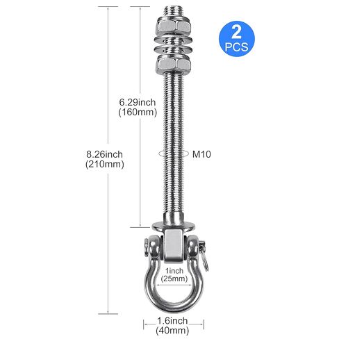 شماعات أرجوحة VivaZen شديدة التحمل - مجموعة من قطعتين من الفولاذ المقاوم للصدأ 304 للعوارض الخشبية والمعدنية أرجوحة 180 درجة، 1500 رطل، - مثالية لأراجيح اليوغا in Kuwait