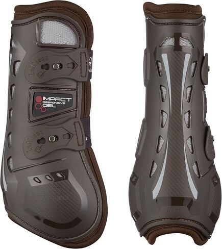 LeMieux Impact Responsive Horse Tendon Boots - Protective Gear and Training Equipment - Equine Boots, Wraps & Accessories - Tendon Protection and Support (Brown/Large) in Saudi Arabia