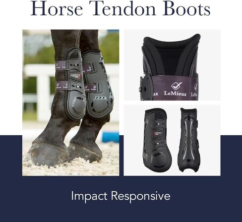 LeMieux Impact Responsive Horse Tendon Boots - Protective Gear and Training Equipment - Equine Boots, Wraps & Accessories - Tendon Protection and Support (Brown/Large) in Saudi Arabia