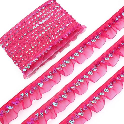Black Elastic Ruffle Trim Sequin Pleated Lace Edge Trim Ribbon for Sewing Cloth Applique Embellishment Party Decoration in Saudi Arabia