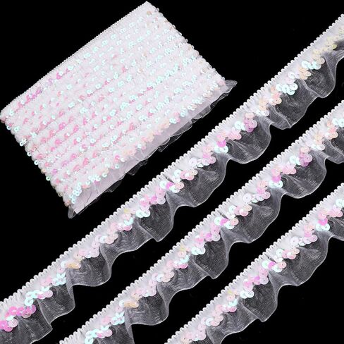 Black Elastic Ruffle Trim Sequin Pleated Lace Edge Trim Ribbon for Sewing Cloth Applique Embellishment Party Decoration in Saudi Arabia