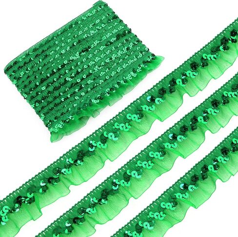 Black Elastic Ruffle Trim Sequin Pleated Lace Edge Trim Ribbon for Sewing Cloth Applique Embellishment Party Decoration in Saudi Arabia