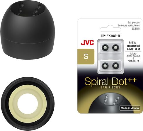 JVC EP-FX10 Spiral Dot Earpieces – Set of (4) Eartips, Sizes Small Through Large, Fits Many JVC Models (Large) Black in Kuwait