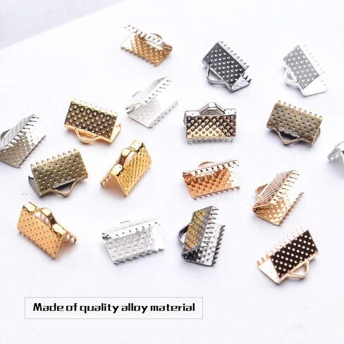 300Pieces Pinch Crimp Ends,Alloy Ribbon Clamps Ends Mixed Colors Ribbon Ends Crimp Ends Jewelry Making Findings for DIY Choker Anklets Crafts Making in Saudi Arabia