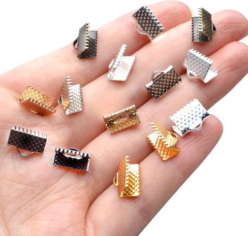 300Pieces Pinch Crimp Ends,Alloy Ribbon Clamps Ends Mixed Colors Ribbon Ends Crimp Ends Jewelry Making Findings for DIY Choker Anklets Crafts Making in Saudi Arabia