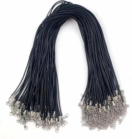 100PC Waxed Cotton Necklace Cords with Lobster Clasps, 19.7" Long, 1.5mm Necklace Chains for DIY Jewelry, Pendants, and Craft Projects,Mix in Kuwait