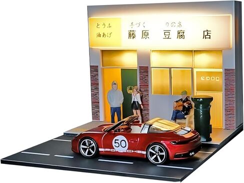 نموذج مشهد متجر توفو 1:64 مع أضواء LED - عرض مشهد شارع مصغر للسيارات المصبوبة والعجلات الساخنة in Kuwait