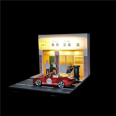 نموذج مشهد متجر توفو 1:64 مع أضواء LED - عرض مشهد شارع مصغر للسيارات المصبوبة والعجلات الساخنة in Kuwait