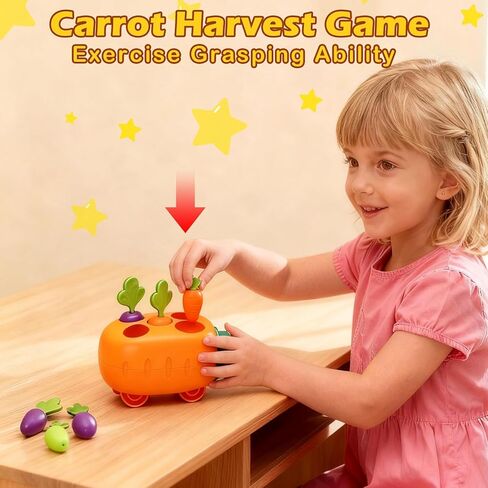 ألعاب سيارات اضغط وانطلق، مجموعة قطار للأطفال مع Whack-A-Mole، ودودة نقار الخشب، لعبة حصاد الجزر، شاحنات سباق السيارات لألعاب السفر للأطفال الصغار، هدية عيد ميلاد للأولاد والبنات in Kuwait