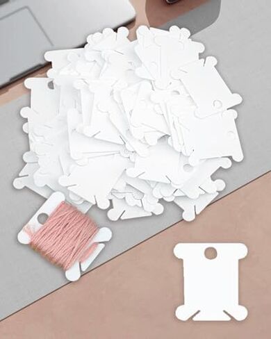 100pcs Plastic Embroidery Floss Bobbins, White Thread Organizer Cards for Cross Stitch, Sewing, and Craft Storage - Durable & Reusable in Saudi Arabia