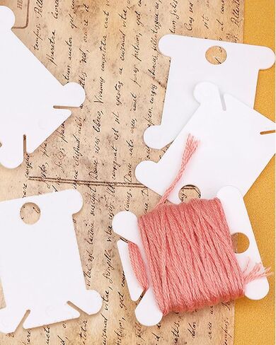 100pcs Plastic Embroidery Floss Bobbins, White Thread Organizer Cards for Cross Stitch, Sewing, and Craft Storage - Durable & Reusable in Saudi Arabia