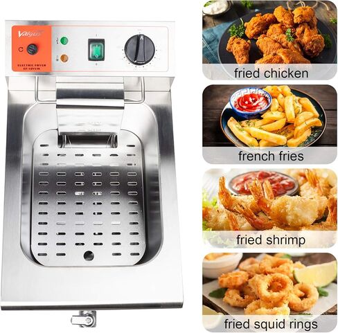 Valgus 1750W Stainless Steel Electric Deep Fryer 12L Large Capacity Countertop Kitchen Frying Machine Electric Griddles with Basket & Lid, Drain System in Saudi Arabia