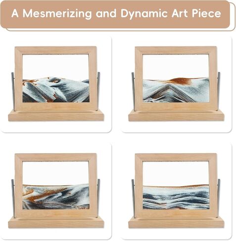 Auysbytdd Moving Sand Art Picture, 3D Dynamic Sand Picture, Desktop Moving Sand Art for Home Decor and Office (Gold) in Saudi Arabia