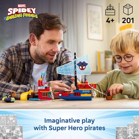 LEGO Marvel Spidey and His Amazing Friends Team Spidey Pirate Ship Building Toy for Kids - Super Hero Pretend Play Set for Preschool Boys & Girls, Ages 4+ - Gift Idea for Birthdays - 11208 in Saudi Arabia