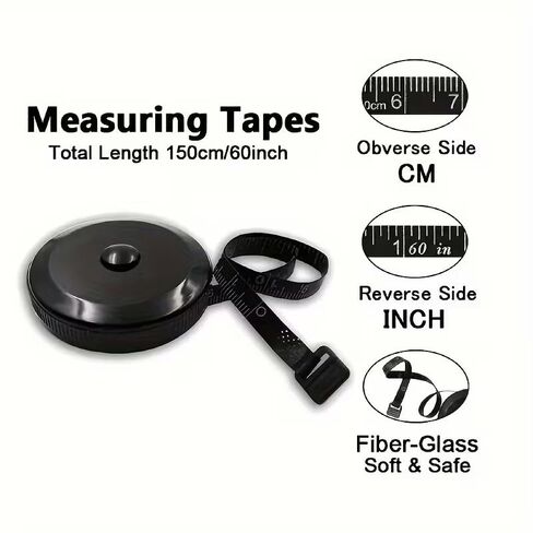 Retractable Soft Tape Measure, 60 Inch / 150 cm Double Sided Tape Measure with Inches & Centimeters, for Sewing Tailoring Body Measurements Crafts Design Fitness (Black, 1-Pack) in Saudi Arabia