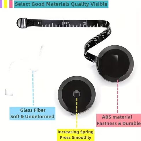 Retractable Soft Tape Measure, 60 Inch / 150 cm Double Sided Tape Measure with Inches & Centimeters, for Sewing Tailoring Body Measurements Crafts Design Fitness (Black, 1-Pack) in Saudi Arabia