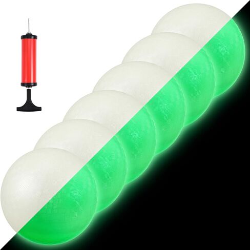Hiboom Glow in The Dark Kickballs Dodgeballs Light up Playground Bouncy Balls with Pump for Adults Playground Backyard Outdoor Glow in The Dark Activities in Saudi Arabia