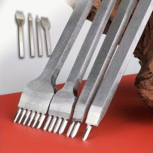 4PCS Leathercraft Punch Metal Chisels Half-Inch Spacing 4 Inch Length for Belt Holes, Strap Making, DIY Repairs, 4mm in Saudi Arabia