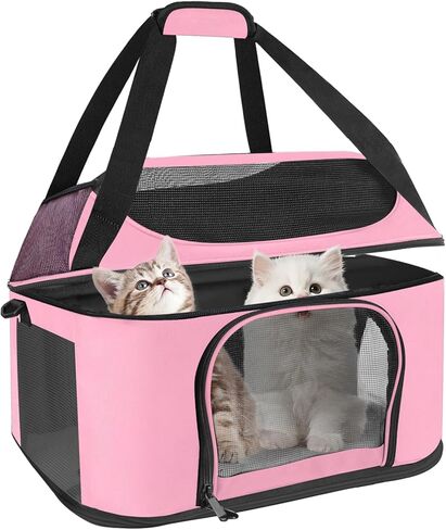 Premium Cat Carrier for Pets Up to 20 Lbs, Cat Travel Bag Soft-Sided Backpack Pet Carriers with Padded Shoulder Strap, Dog Carrier for Small Dogs Puppy Carry Airline Approved, Pink in Saudi Arabia