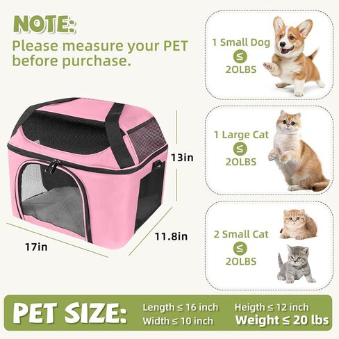 Premium Cat Carrier for Pets Up to 20 Lbs, Cat Travel Bag Soft-Sided Backpack Pet Carriers with Padded Shoulder Strap, Dog Carrier for Small Dogs Puppy Carry Airline Approved, Pink in Saudi Arabia