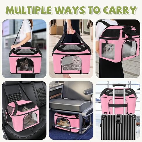 Premium Cat Carrier for Pets Up to 20 Lbs, Cat Travel Bag Soft-Sided Backpack Pet Carriers with Padded Shoulder Strap, Dog Carrier for Small Dogs Puppy Carry Airline Approved, Pink in Saudi Arabia