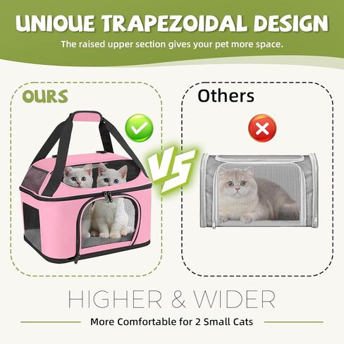 Premium Cat Carrier for Pets Up to 20 Lbs, Cat Travel Bag Soft-Sided Backpack Pet Carriers with Padded Shoulder Strap, Dog Carrier for Small Dogs Puppy Carry Airline Approved, Pink in Saudi Arabia