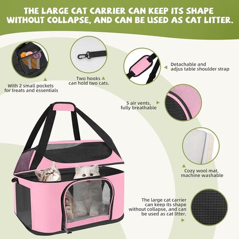 Premium Cat Carrier for Pets Up to 20 Lbs, Cat Travel Bag Soft-Sided Backpack Pet Carriers with Padded Shoulder Strap, Dog Carrier for Small Dogs Puppy Carry Airline Approved, Pink in Saudi Arabia