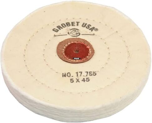 Finex 5" Muslin Buffing Wheel with Leather Center, 45 Ply – 3-Row Stitched, Made in USA – High Luster Polishing in Saudi Arabia