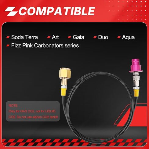 Soda Terra Machine Co2 Adapter Quick Connector Adapter Plastic Hose Compatible with Soda Terra DUO Art Gaia Series, CGA320 Threaded CO2 Tank Refill Soda Maker Replacement Accessories (60inch) in Saudi Arabia