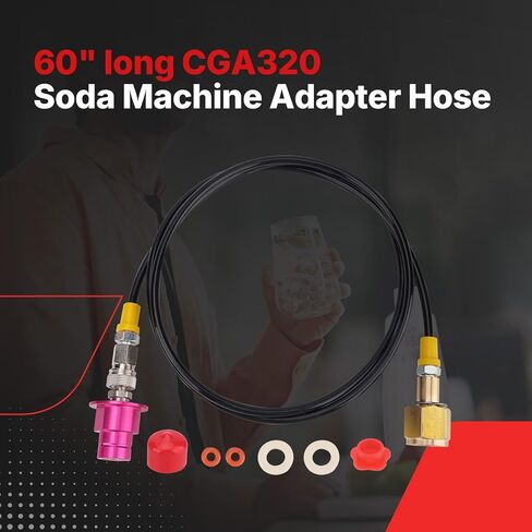 Soda Terra Machine Co2 Adapter Quick Connector Adapter Plastic Hose Compatible with Soda Terra DUO Art Gaia Series, CGA320 Threaded CO2 Tank Refill Soda Maker Replacement Accessories (60inch) in Saudi Arabia