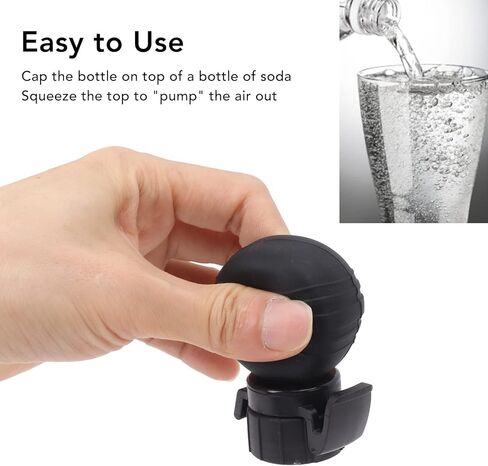 غطاء مضخة Fizz Keeper، حافظة زجاجات الصودا قابلة لإعادة الاستخدام، مقاومة للتسرب، يمكن ضخ المشروبات Fizz Keeper (أسود) in Saudi Arabia