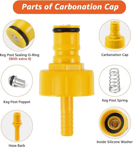 غطاء كربونات البيرة البلاستيكية للبيرة المنزلية، 4 قطع محول كربونات برميل لزجاجة الصودا للحيوانات الأليفة، تعبئة زجاجة الضغط المضاد مع حلقات دائرية إضافية لحشية الغلق in Kuwait