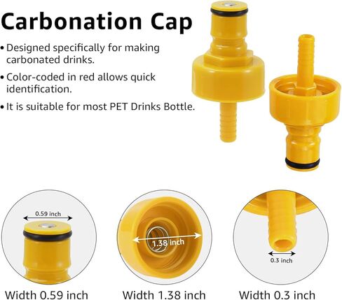 غطاء كربونات البيرة البلاستيكية للبيرة المنزلية، 4 قطع محول كربونات برميل لزجاجة الصودا للحيوانات الأليفة، تعبئة زجاجة الضغط المضاد مع حلقات دائرية إضافية لحشية الغلق in Kuwait