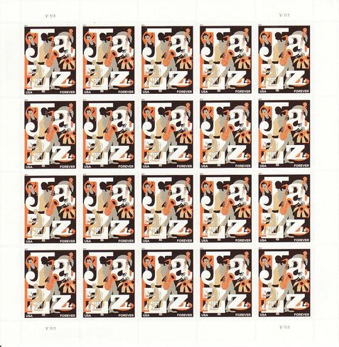 ورقة موسيقى الجاز لعام 2011 من Twenty Forever Stamps Scott 4503 بواسطة USPS in Kuwait