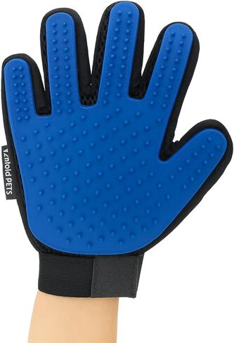 Grooming Gloves (1 Pair, Left & Right) – Gentle Deshedding & Bathing Brush for Dogs, Cats & Horses – Soft Silicone Tips, Breathable Mesh, Adjustable Fit – Easy Hair Removal (Blue) in Saudi Arabia