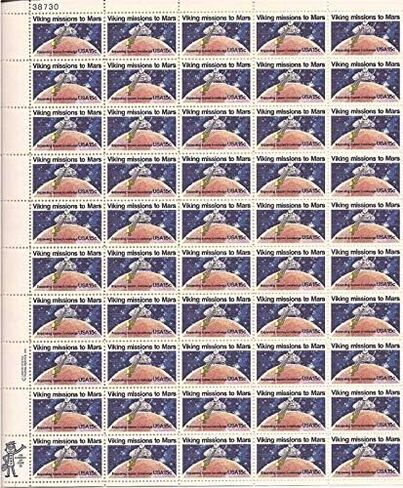 بعثات الفايكنج USPS إلى المريخ، ورقة من طوابع بريدية أمريكية مقاس 50 × 15 سنتًا سكوت 1759 in Saudi Arabia