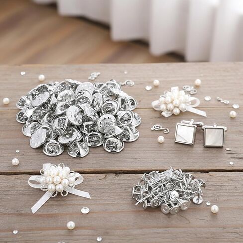 Metal Pin Backs Replacement, 50 Pairs Silver Butterfly Clutch Tie Tacks Blank Locking Pin Keepers Metal Locking Pins Back Replacement for Craft Making Enamel Pins Jewelry Making in Saudi Arabia