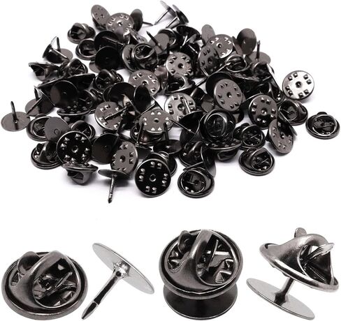 50 Set Pin Backs, Blank Pins Scatter Butterfly Clutch Pin Holder Enamel Pin Locking Backs Tie Tacks Jewelry Pin Backings Clasp for Brooch Lapel Hat Uniform Badges Tie Tack (10mm, Black) in Saudi Arabia