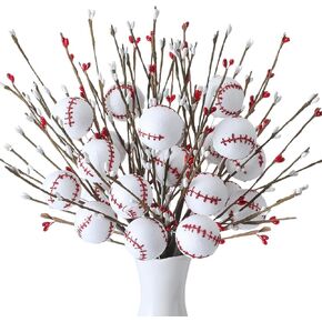 Suncalla 6 Pcs Baseball Centerpieces for Tables Glitter Foam Baseball Sticks Sports Table Topper Picks Senior Night Decorations for Vase Fillers Birthday Sports Theme Decor Party Supplies in Saudi Arabia