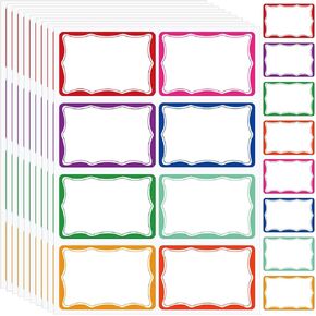3.5x2.25 inch Name Tags Sticker, 400 Pcs Blank Name Labels Stickers, 8 Colors Wavy Border Nametags Name Tag Stickers for Kids, Classroom, School, Office, Conferences, Locker, School Supplies in Kuwait