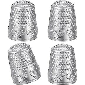 4 PCS Metal Sewing Thimbles, Thimbles for Hand Sewing Finger Protectors for Quilting, Embroidery and Knitting Needlework DIY Crafts Accessories (Silver) in Kuwait