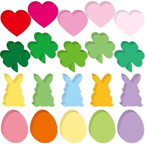 Fuutreo 120 Pcs Valentine's Day Heart St. Patrick's Day Shamrock Easter Bunny Eggs Cutouts 3.5in Large Paper Cutting with Glue Points for Spring Holiday Classroom Bulletin Board School Craft Decor in Kuwait