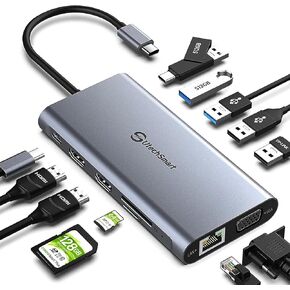 Docking Station, USB C Hub UtechSmart 12 in 1 USB C Dock Triple Display with 2*4K@60Hz HDMI, Displayport, 100W PD, 4 USB Ports, RJ45 Ethernet, USB C Data, SD/TF for MacBook, Dell, HP, Lenovo, Huawei in Kuwait