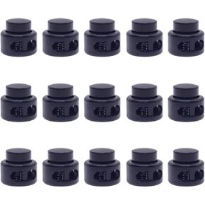 15PCS Assorted Colors Plastic Cord Locks, Cylinder Double Hole Toggles Spring Stopper Sliding Fastener Buttons Cord End Clasp for Drawstring Clothing, Shoelaces, Backpack, Lanyard (Mix Color) in Kuwait