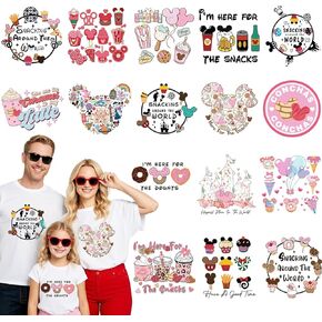 RiVolTa Mouse Castle Iron on Transfers - 12 Sheets Cute Mice Ear DTF Ready to Press for T Shirts Watercolor Colorful Magic Kingdom Heat Stickers Patches Vinyl Decals Appliques Clothes Bags DIY Crafts in Saudi Arabia