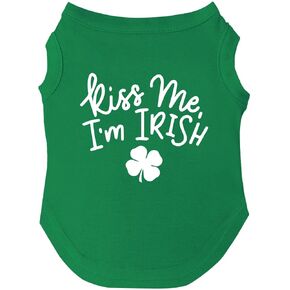 Kiss Me I'm Irish Dog Tee Shirt | Sleeveless Breeds | St.Patrick's Day | Lucky | Shamrock | Irish Holiday |Green, Medium 69 in Saudi Arabia