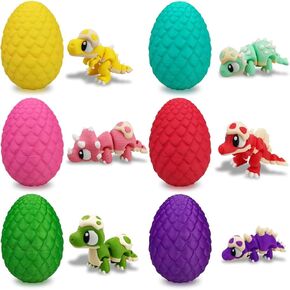 Anditoy 6 Pack 3D Printed Eggs with Dinosaur Toys Inside Prefilled Easter Eggs for Kids Boys Girls Easter Basket Stuffers Gifts Party Favors in Kuwait